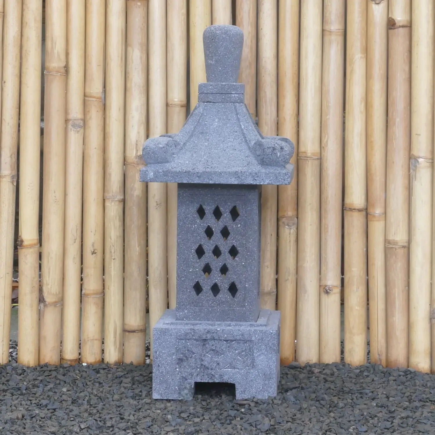  Product image 1 of the product “Japanese style Garden Lantern, made from Andesit Stone. Multipart. 75 cm Height, Roof is 30 cm width. ”